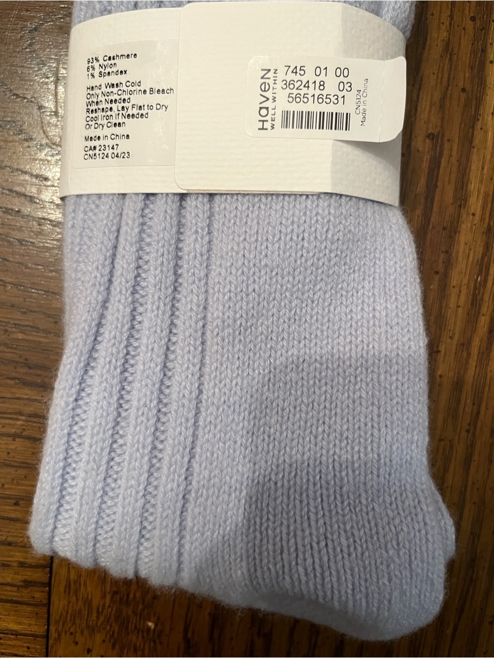 Haven Well Within Cashmere Socks - Cream and Light Blue (One Size) - Picture 10 of 10